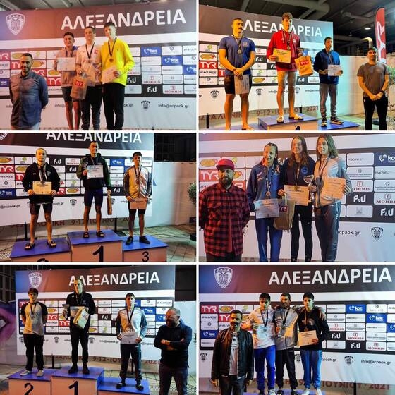 Οι αθλητές του ΟΦΘΑ που ανέβηκαν στο βάθρο.